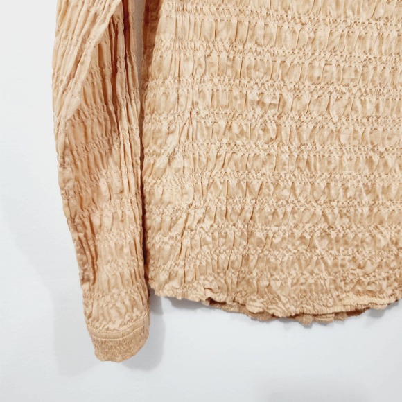 Everlane The Button Smock Top in Neutral Tan Button Front Stretch Womens Size 12 - Picture 15 of 15